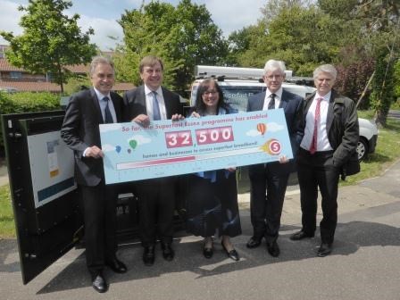 people holding sign marking superfast milestone