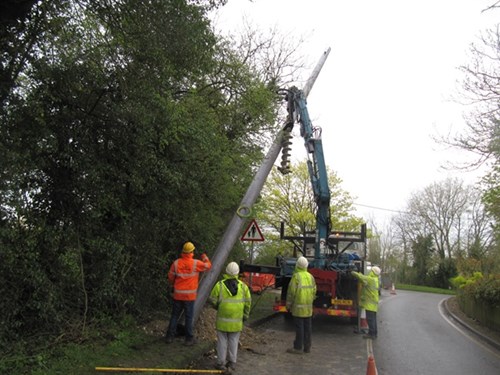 a pole being erected for supefast broadband