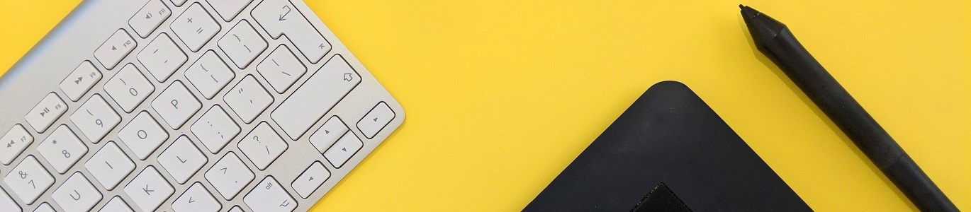 keyboard on yellow background