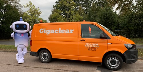 super sam with gigaclear orange van
